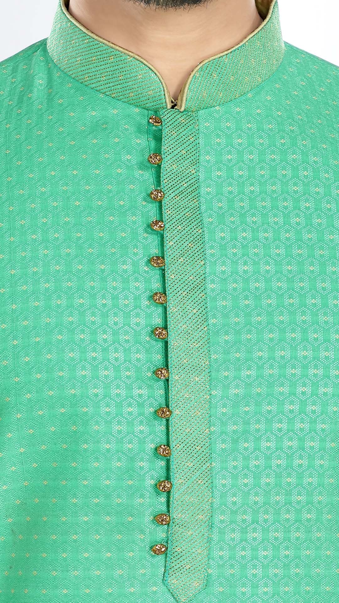 Sea Green textured Kurta Pajama