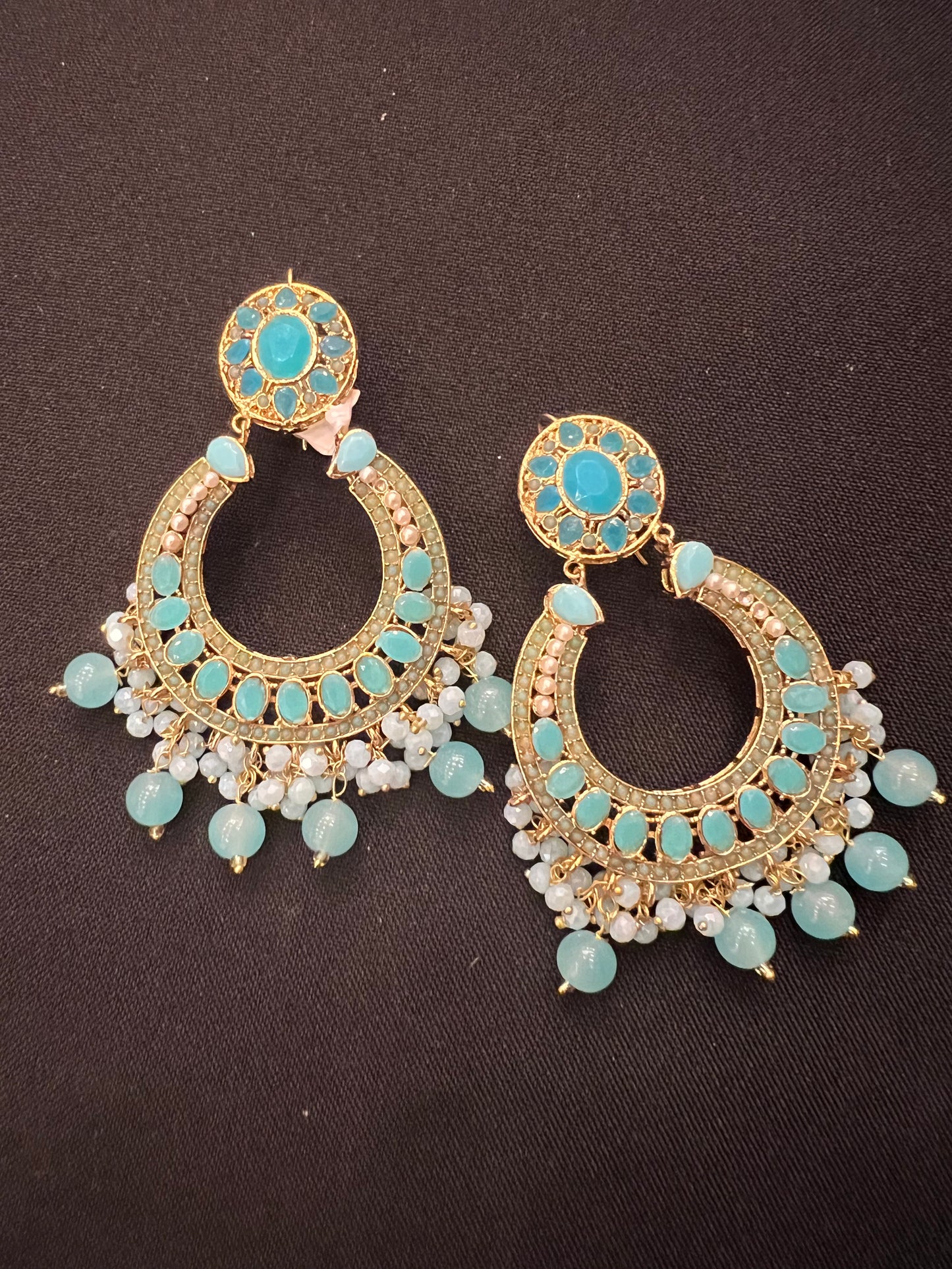 Load image into Gallery viewer, Navaratan earrrings/Pakistani Indian Jewellery

